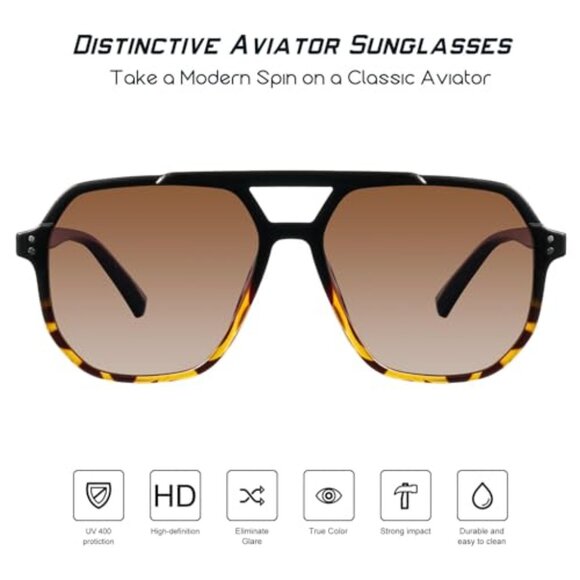 Oversized Polarized Aviator Sunglasses with UV Protection for Outdoor Activities main image 6